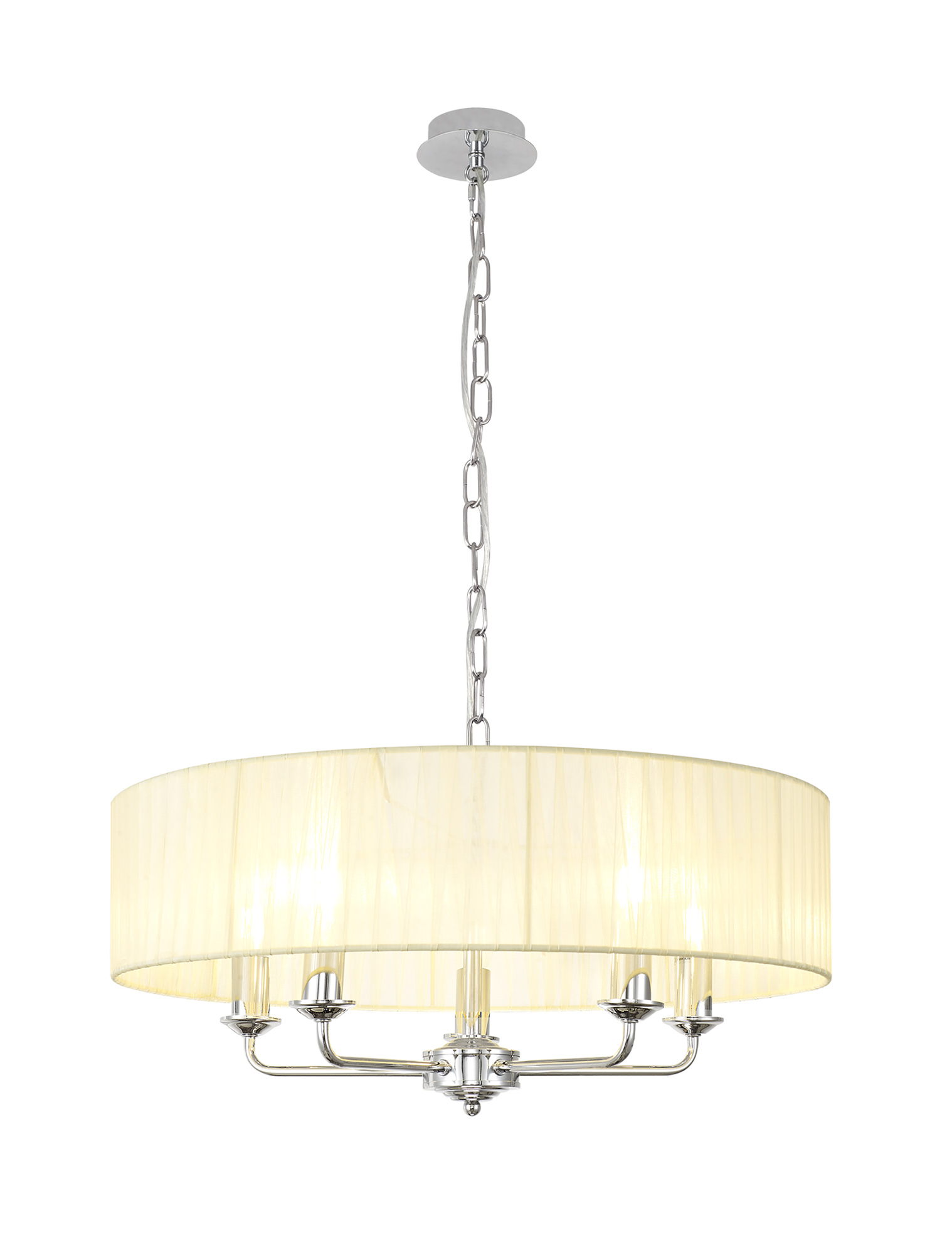 DK0858  Banyan 45cm 3 Light Pendant Polished Chrome, Cream